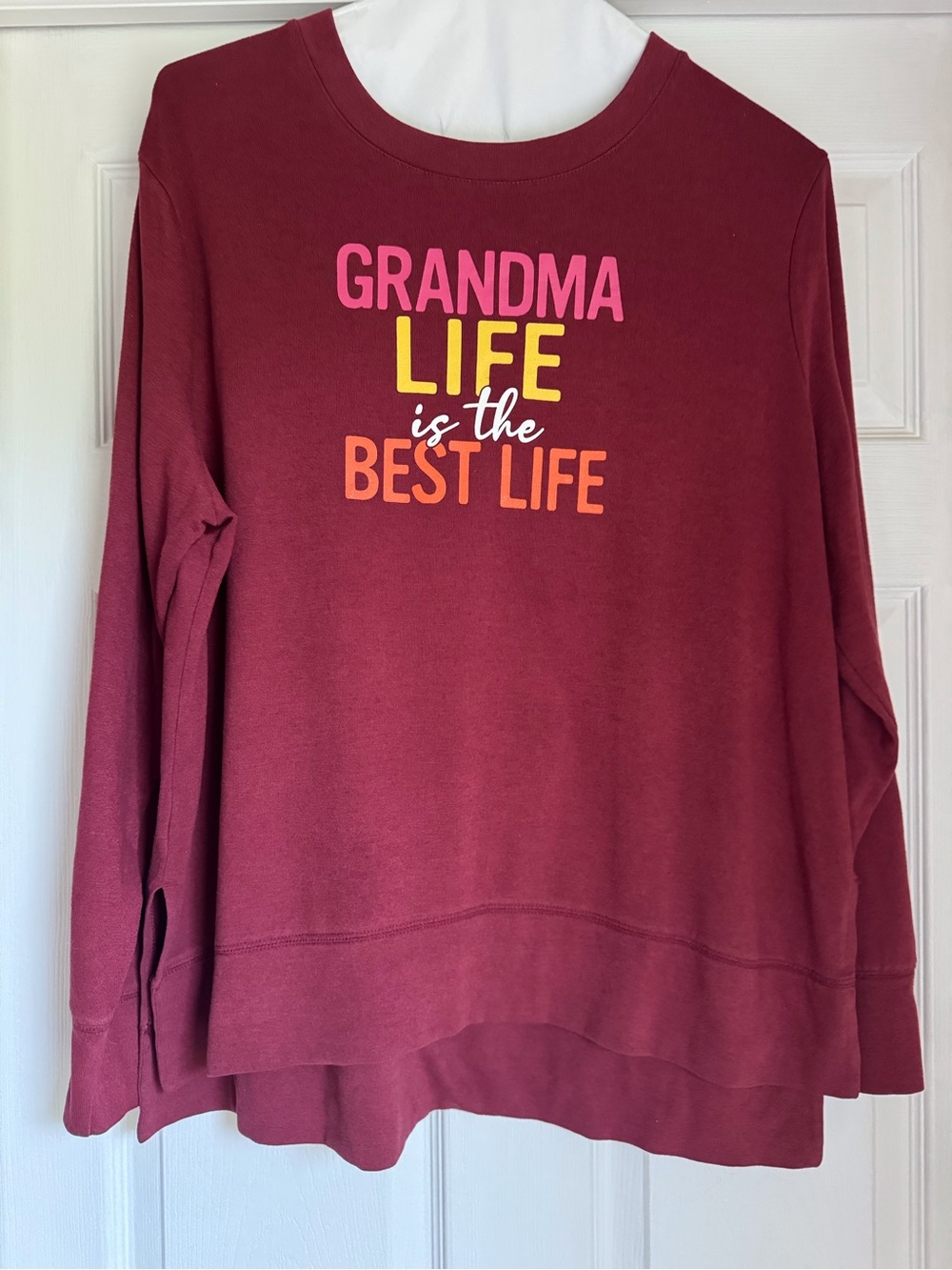 Grandma Life Is The Best Life Burgundy Long-Sleeve Top XL